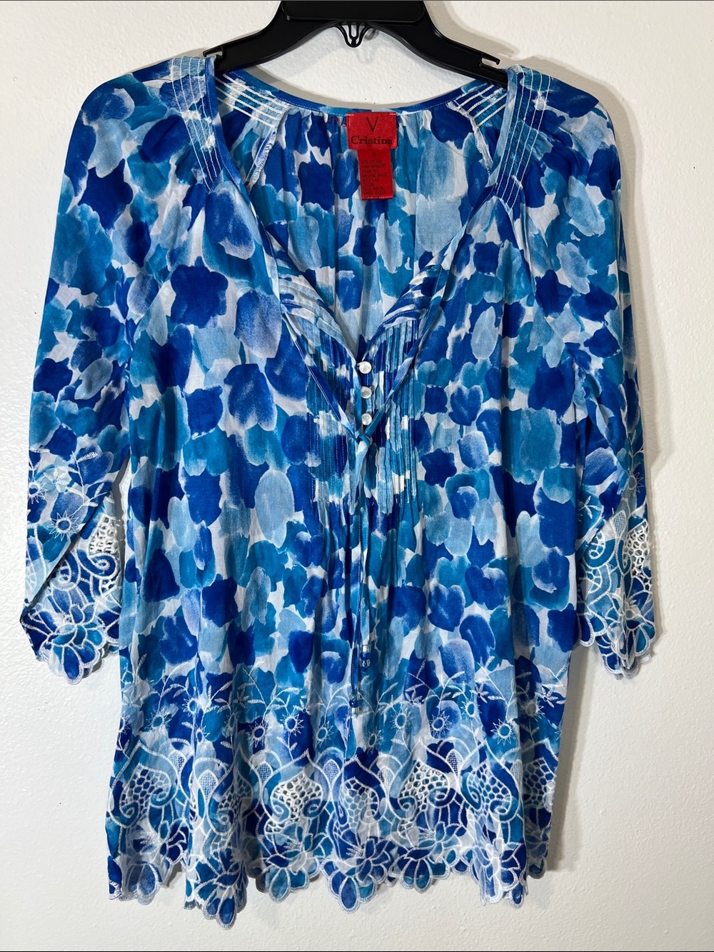 V Cristina Red Label with Blue Floral Print